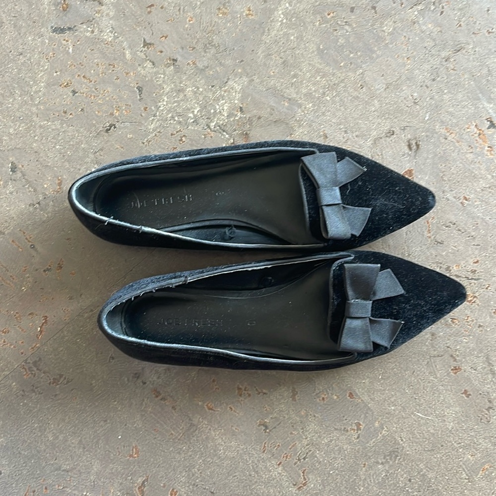 Black velvet tuxedo slippers